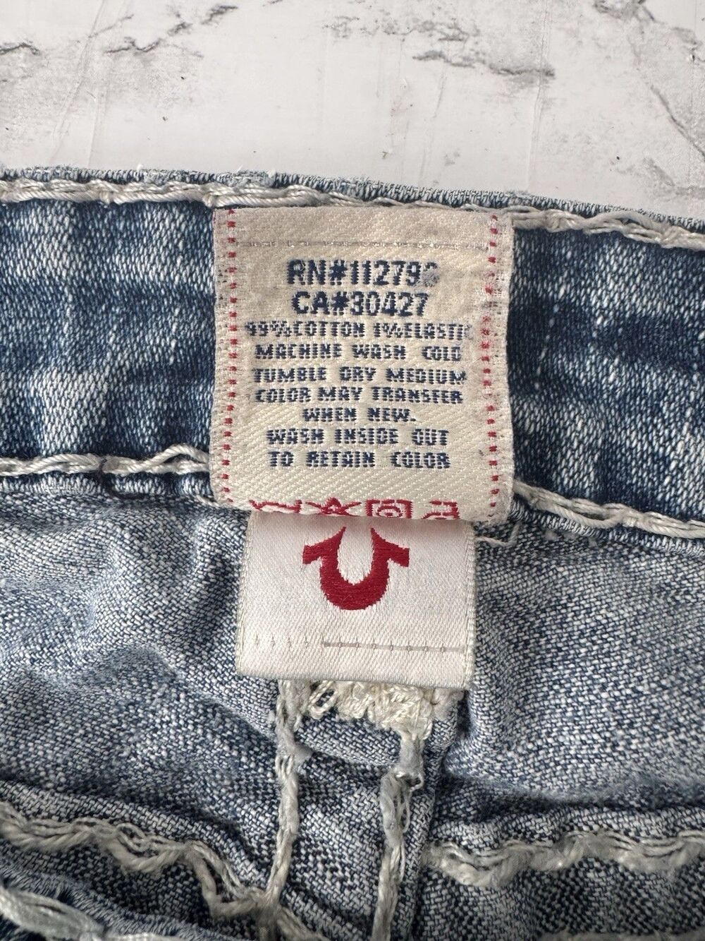 True Religion Joey Super T Jeans Womens 28Low Rise Flare Y2K Made USA Distressed - Picture 12 of 16